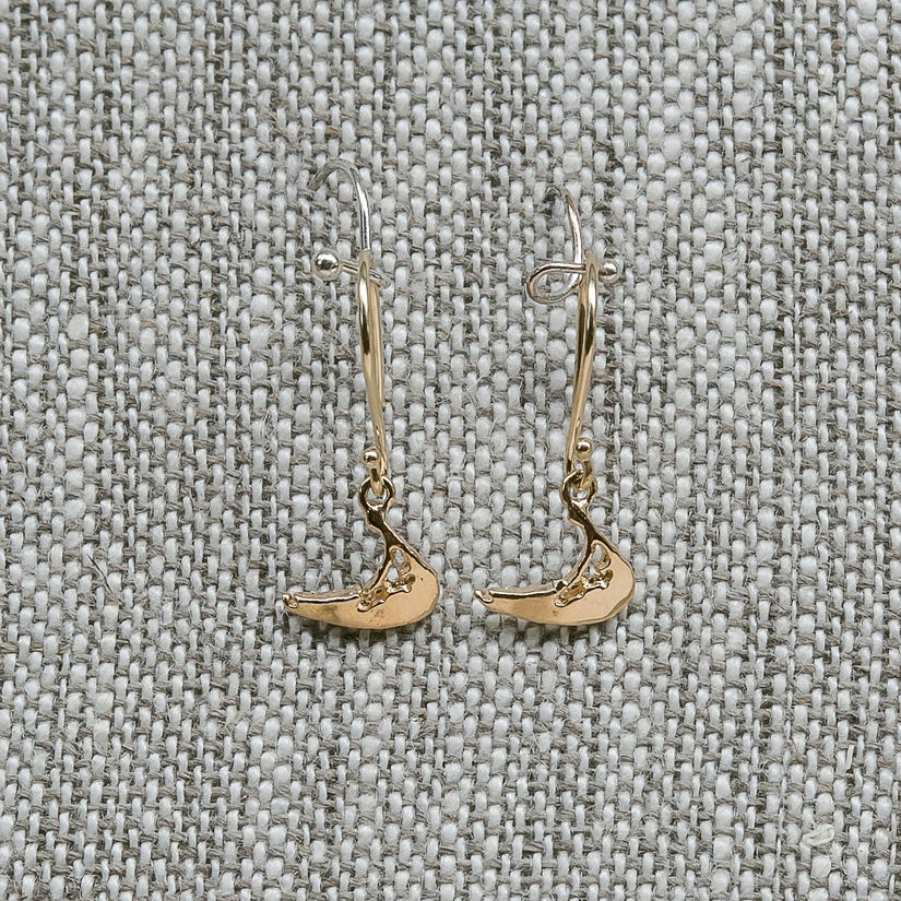 Nantucket Island Dangle 14K Yellow Gold Earrings handmade by Jewel in the Sea Nantucket