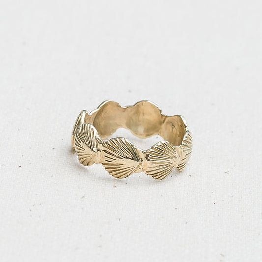 Eternity Scallop Ring available in 14K Yellow Gold handmade by Jewel in the Sea Nantucket.