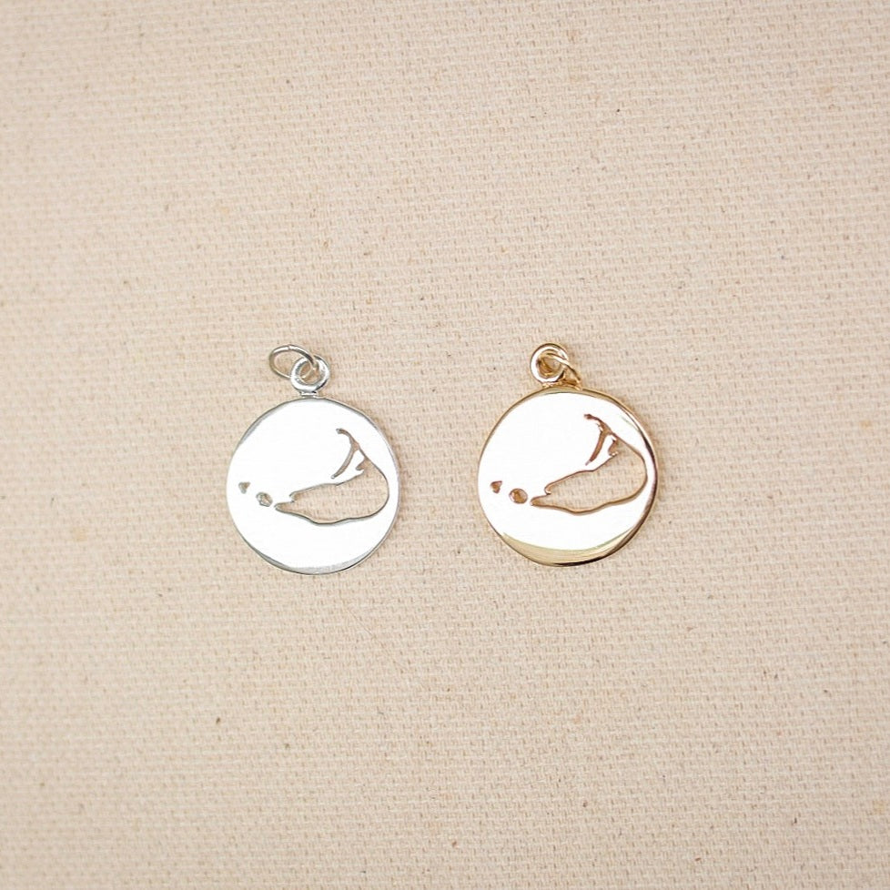 14K Yellow Gold and Sterling Silver Nantucket Island Cut-Out Pendants handmade by Jewel in the Sea Nantucket