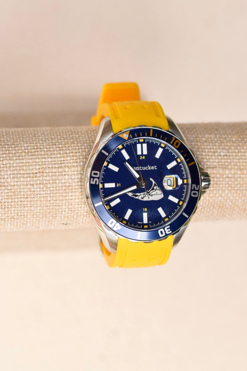 Nantucket Island Chronograph Dive Watch with yellow strap by Jewel in the Sea Nantucket