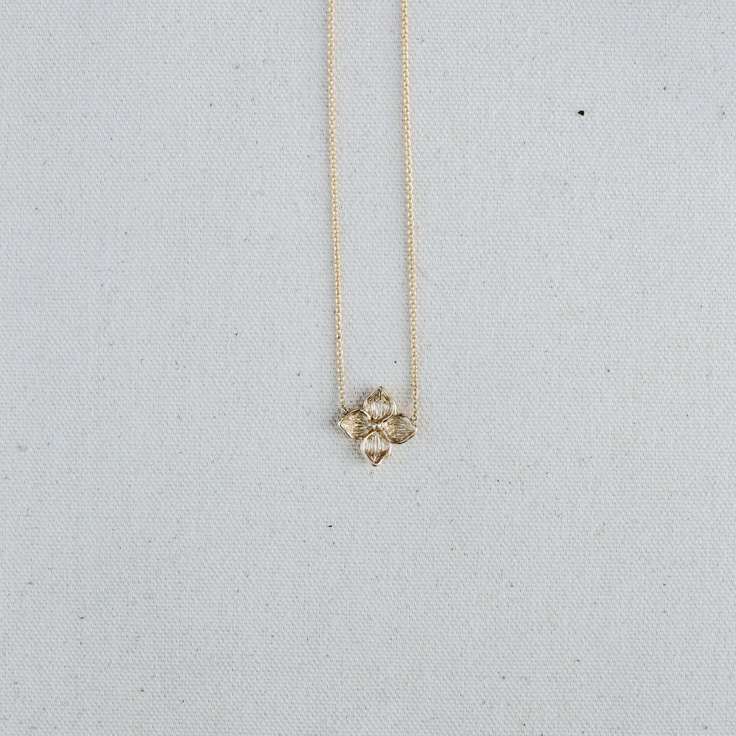14K Yellow Gold Hydrangea Necklace handmade by Jewel in the Sea