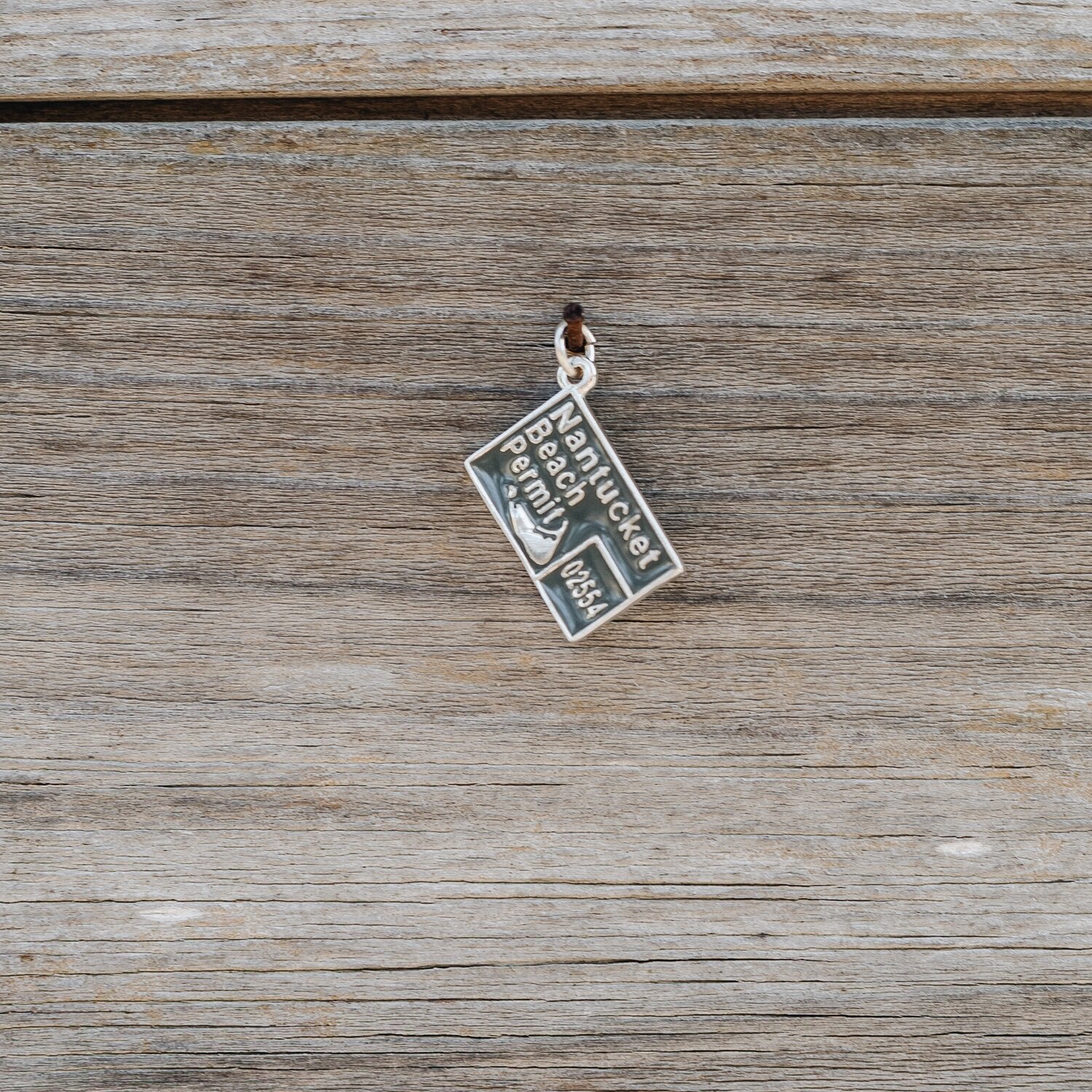 Sterling Silver Nantucket Beach Pass Charm in Grey Lady handmade by Jewel in the Sea Nantucket