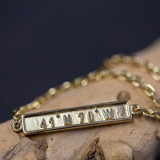 14K Yellow Gold Nantucket Coordinates Bracelet 7" handmade by Jewel in the Sea Nantucket