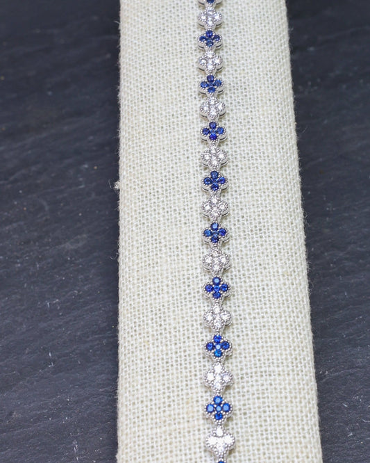 18K White Gold Tennis bracelet with Diamonds and Sapphires made by Jewel in the Sea on Nantucket