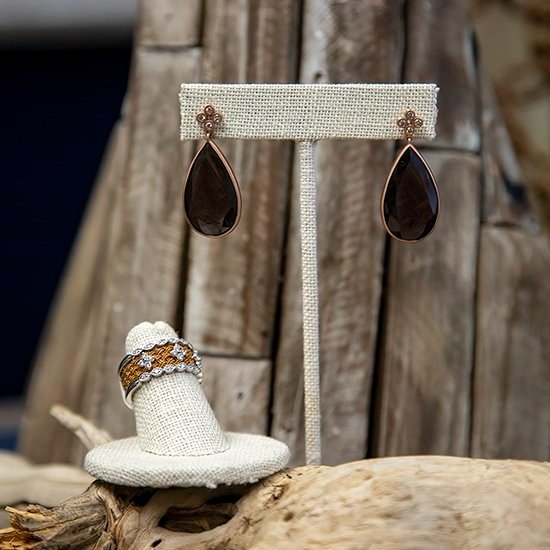Golden Sheer Sapphire and Diamond Earrings 14K Rose Gold handmade by Jewel in the Sea Nantucket
