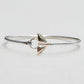 Whale Tail Bangle - Sterling Silver and 14K Yellow Gold handmade by Jewel in the Sea
